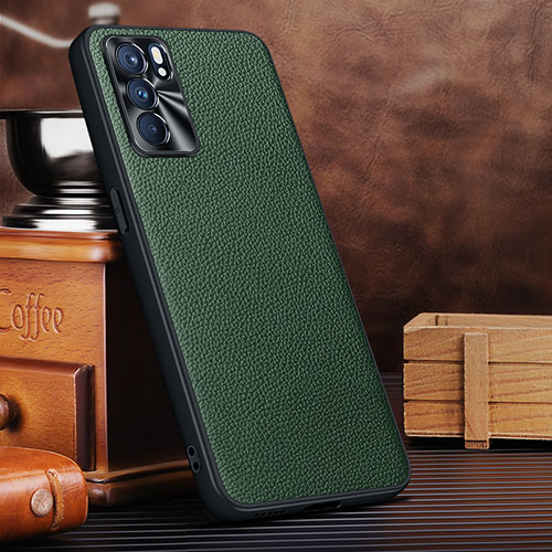 Soft Luxury Leather Snap On Case Cover DL3 for Oppo Reno6 5G Green