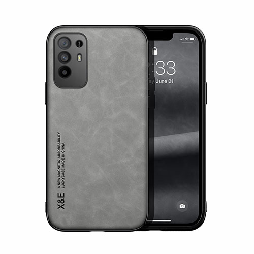 Soft Luxury Leather Snap On Case Cover DY1 for Oppo A95 5G Gray