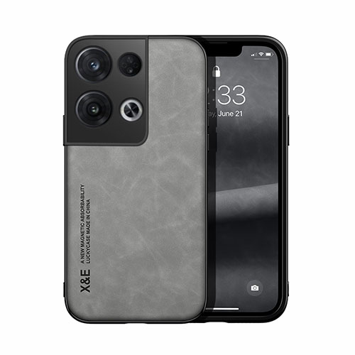 Soft Luxury Leather Snap On Case Cover DY1 for Oppo Reno9 Pro+ Plus 5G Gray