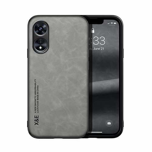 Soft Luxury Leather Snap On Case Cover DY2 for Oppo A98 5G Gray