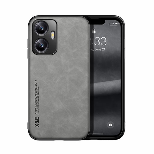 Soft Luxury Leather Snap On Case Cover DY2 for Realme C55 Gray