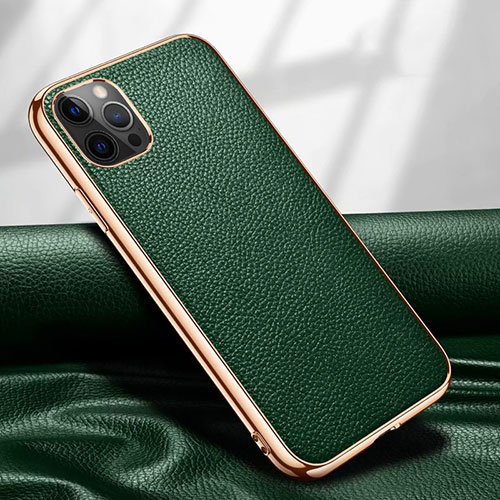 Soft Luxury Leather Snap On Case Cover for Apple iPhone 12 Pro Green