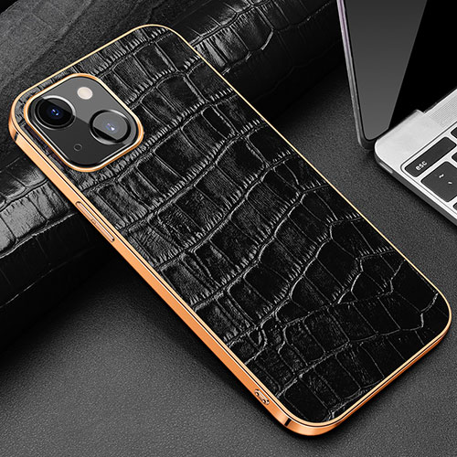 Soft Luxury Leather Snap On Case Cover for Apple iPhone 13 Black