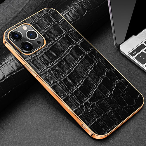 Soft Luxury Leather Snap On Case Cover for Apple iPhone 14 Pro Black