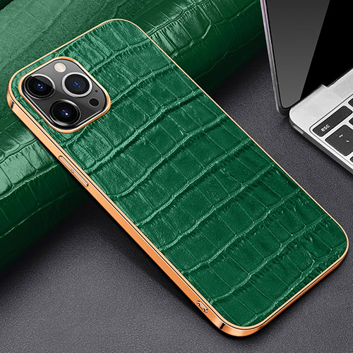 Soft Luxury Leather Snap On Case Cover for Apple iPhone 14 Pro Max Green