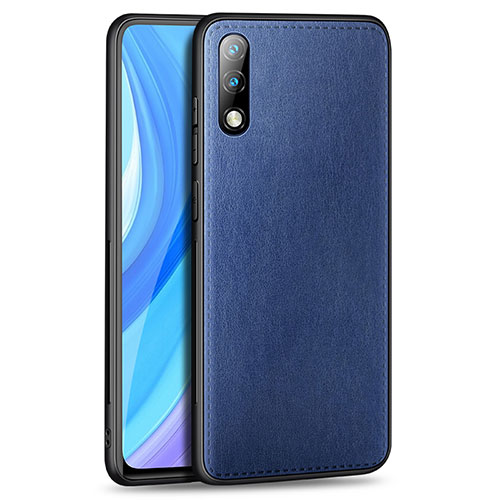 Soft Luxury Leather Snap On Case Cover for Huawei Enjoy 10 Blue