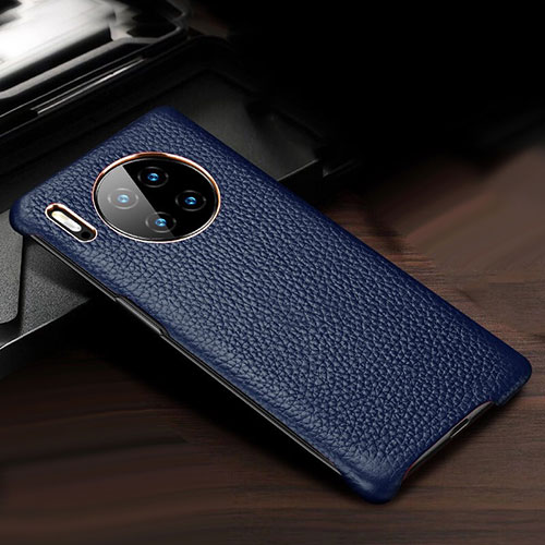 Soft Luxury Leather Snap On Case Cover for Huawei Mate 30E Pro 5G Blue