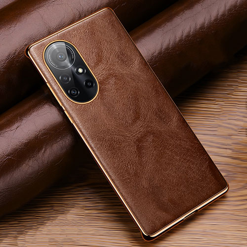 Soft Luxury Leather Snap On Case Cover for Huawei Nova 8 Pro 5G Brown