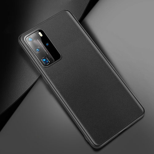 Soft Luxury Leather Snap On Case Cover for Huawei P40 Pro Black