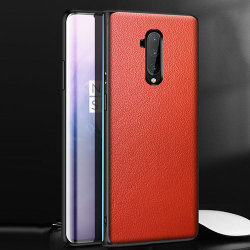 Soft Luxury Leather Snap On Case Cover for OnePlus 7T Pro 5G Red