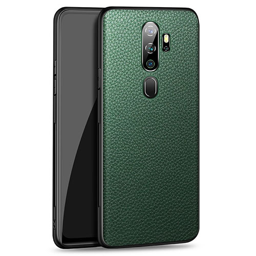 Soft Luxury Leather Snap On Case Cover for Oppo A11 Green