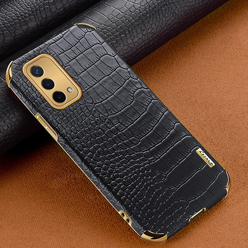 Soft Luxury Leather Snap On Case Cover for Oppo A54 5G Black
