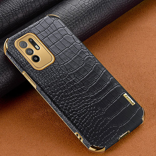 Soft Luxury Leather Snap On Case Cover for Oppo A95 5G Black