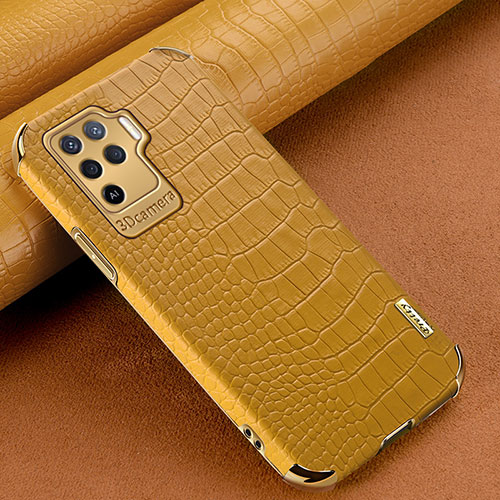 Soft Luxury Leather Snap On Case Cover for Oppo F19 Pro Yellow