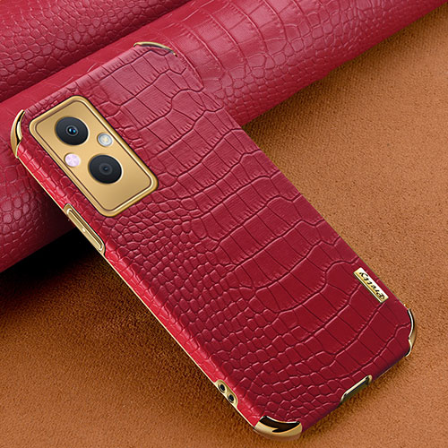 Soft Luxury Leather Snap On Case Cover for Oppo F21s Pro 5G Red