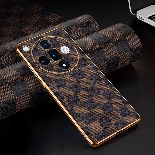 Soft Luxury Leather Snap On Case Cover for Oppo Find X7 Ultra 5G Brown