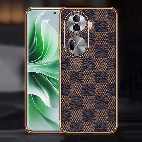 Soft Luxury Leather Snap On Case Cover for Oppo Reno11 Pro 5G Brown