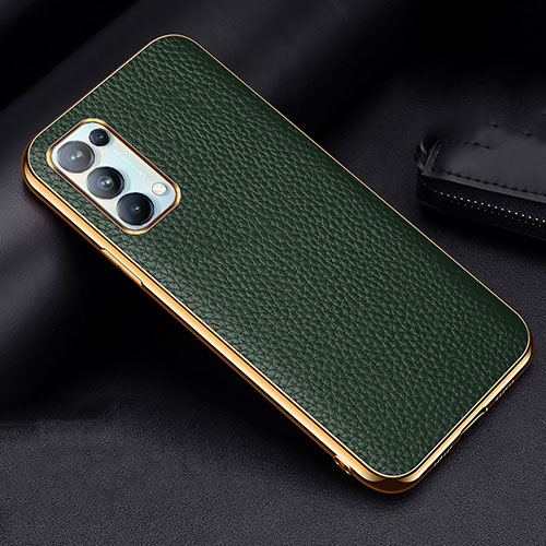 Soft Luxury Leather Snap On Case Cover for Oppo Reno5 5G Green