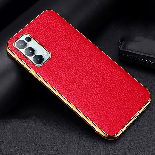 Soft Luxury Leather Snap On Case Cover for Oppo Reno5 Pro 5G Red