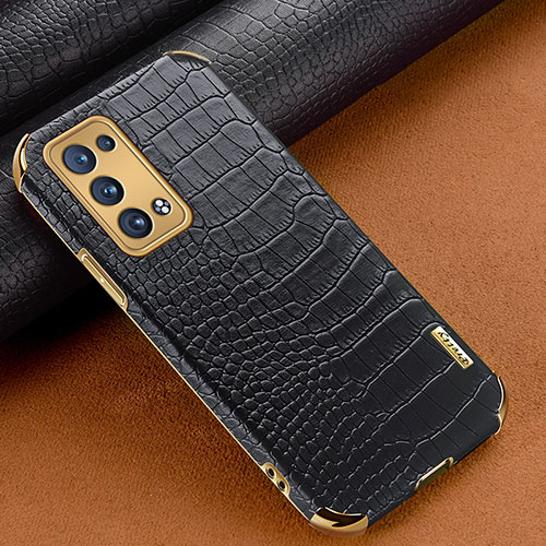 Soft Luxury Leather Snap On Case Cover for Oppo Reno6 Pro+ Plus 5G Black