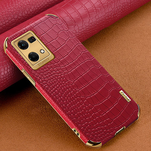 Soft Luxury Leather Snap On Case Cover for Oppo Reno7 4G Red