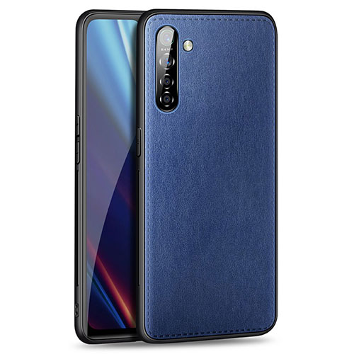 Soft Luxury Leather Snap On Case Cover for Realme X2 Blue