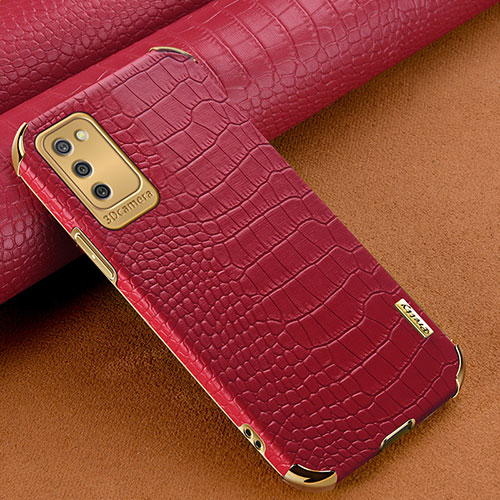 Soft Luxury Leather Snap On Case Cover for Samsung Galaxy A02s Red