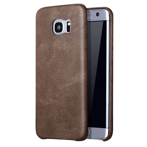 Soft Luxury Leather Snap On Case Cover for Samsung Galaxy S7 Edge G935F Brown