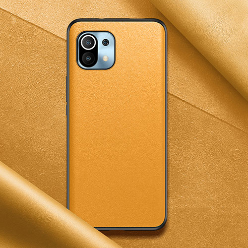 Soft Luxury Leather Snap On Case Cover for Xiaomi Mi 11 5G Yellow