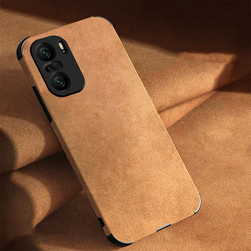 Soft Luxury Leather Snap On Case Cover for Xiaomi Redmi K40 5G Brown