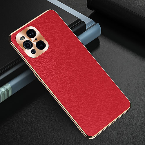 Soft Luxury Leather Snap On Case Cover GS1 for Oppo Find X3 5G Red