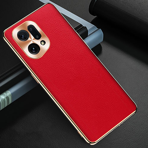 Soft Luxury Leather Snap On Case Cover GS1 for Oppo Find X5 5G Red