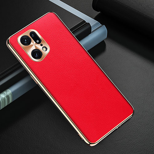 Soft Luxury Leather Snap On Case Cover GS1 for Oppo Find X5 Pro 5G Red