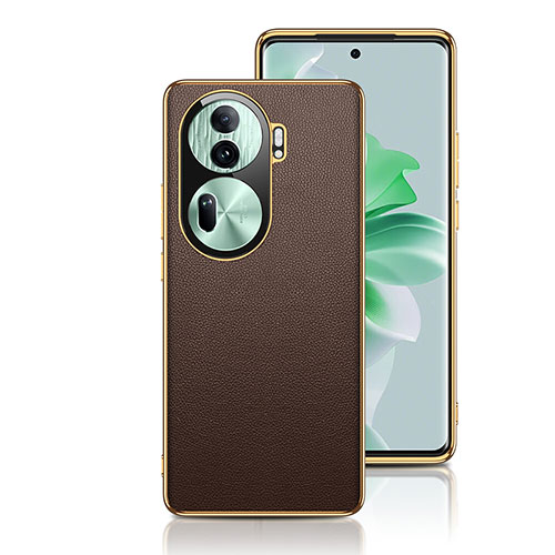 Soft Luxury Leather Snap On Case Cover GS1 for Oppo Reno11 Pro 5G Brown