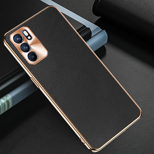 Soft Luxury Leather Snap On Case Cover GS1 for Oppo Reno6 5G Black