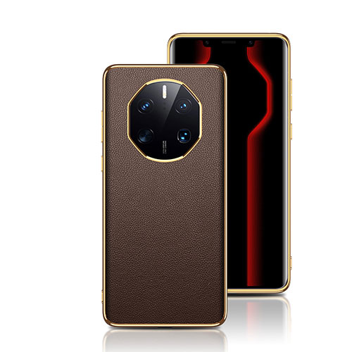 Soft Luxury Leather Snap On Case Cover GS2 for Huawei Mate 50 RS Brown