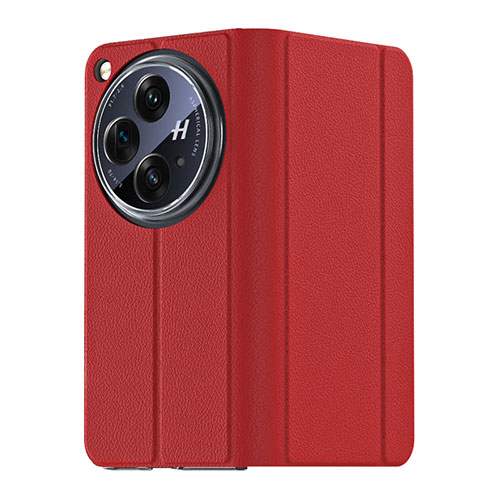 Soft Luxury Leather Snap On Case Cover GS3 for Oppo Find N3 5G Red