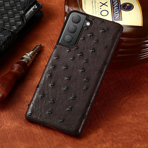 Soft Luxury Leather Snap On Case Cover HP1 for Samsung Galaxy S23 Plus 5G Brown
