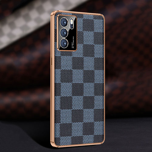 Soft Luxury Leather Snap On Case Cover JB1 for Oppo Reno6 5G Blue