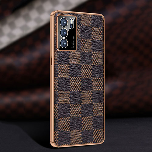 Soft Luxury Leather Snap On Case Cover JB1 for Oppo Reno6 Pro 5G India Brown