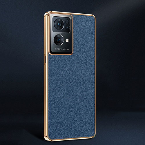 Soft Luxury Leather Snap On Case Cover JB2 for Oppo Reno7 Pro 5G Blue