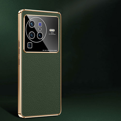 Soft Luxury Leather Snap On Case Cover JB2 for Vivo X80 Pro 5G Green