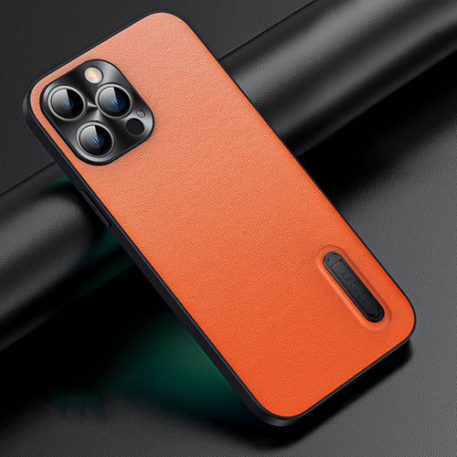 Soft Luxury Leather Snap On Case Cover JB3 for Apple iPhone 15 Pro Orange