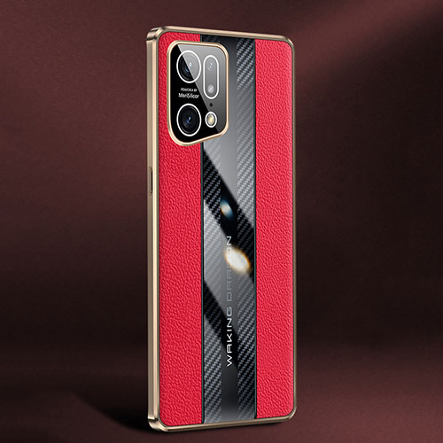 Soft Luxury Leather Snap On Case Cover JB3 for Oppo Find X5 Pro 5G Red