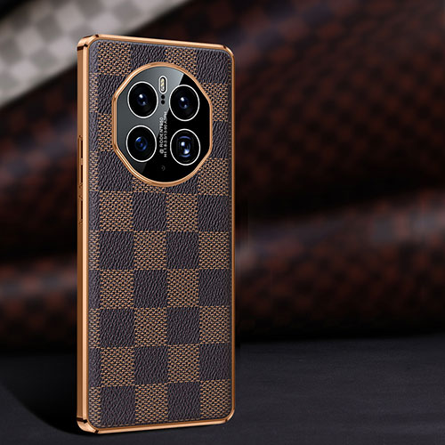 Soft Luxury Leather Snap On Case Cover JB4 for Huawei Mate 50 Pro Brown