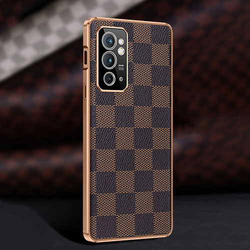 Soft Luxury Leather Snap On Case Cover JB4 for OnePlus 9RT 5G Brown