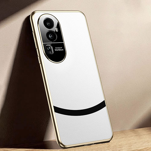 Soft Luxury Leather Snap On Case Cover JB4 for Oppo Reno10 Pro+ Plus 5G White