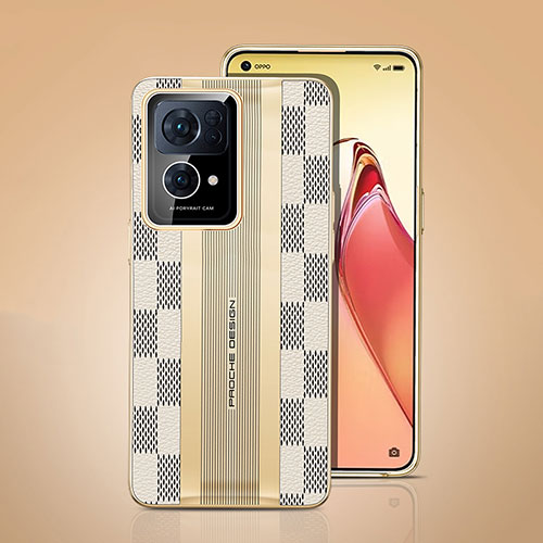 Soft Luxury Leather Snap On Case Cover JB4 for Oppo Reno7 Pro 5G White