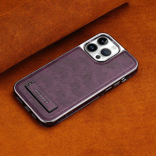 Soft Luxury Leather Snap On Case Cover JD2 for Apple iPhone 15 Pro Purple