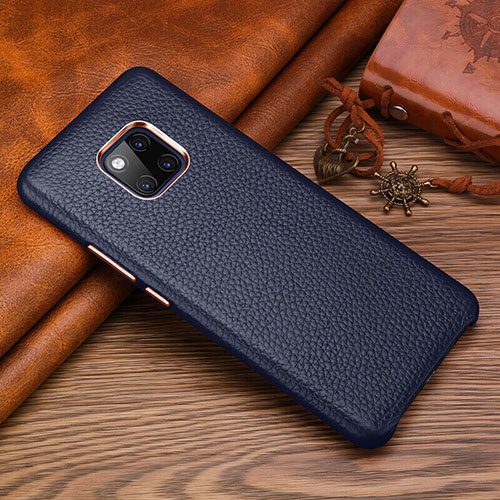 Soft Luxury Leather Snap On Case Cover L01 for Huawei Mate 20 RS Blue